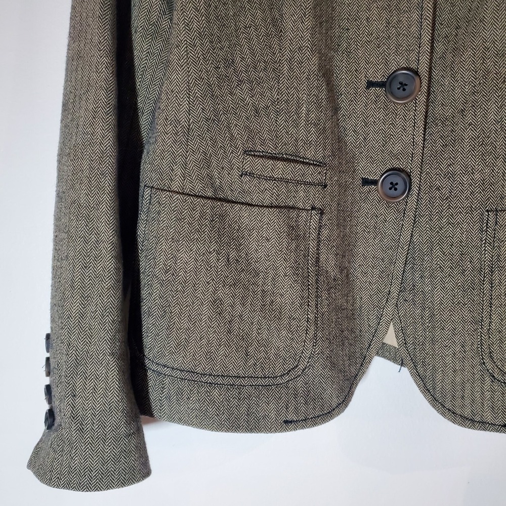 GAP Women's Blazer suit jacket Herringbone Academia Blazer Jacket Brown Size 4 - Picture 2 of 7